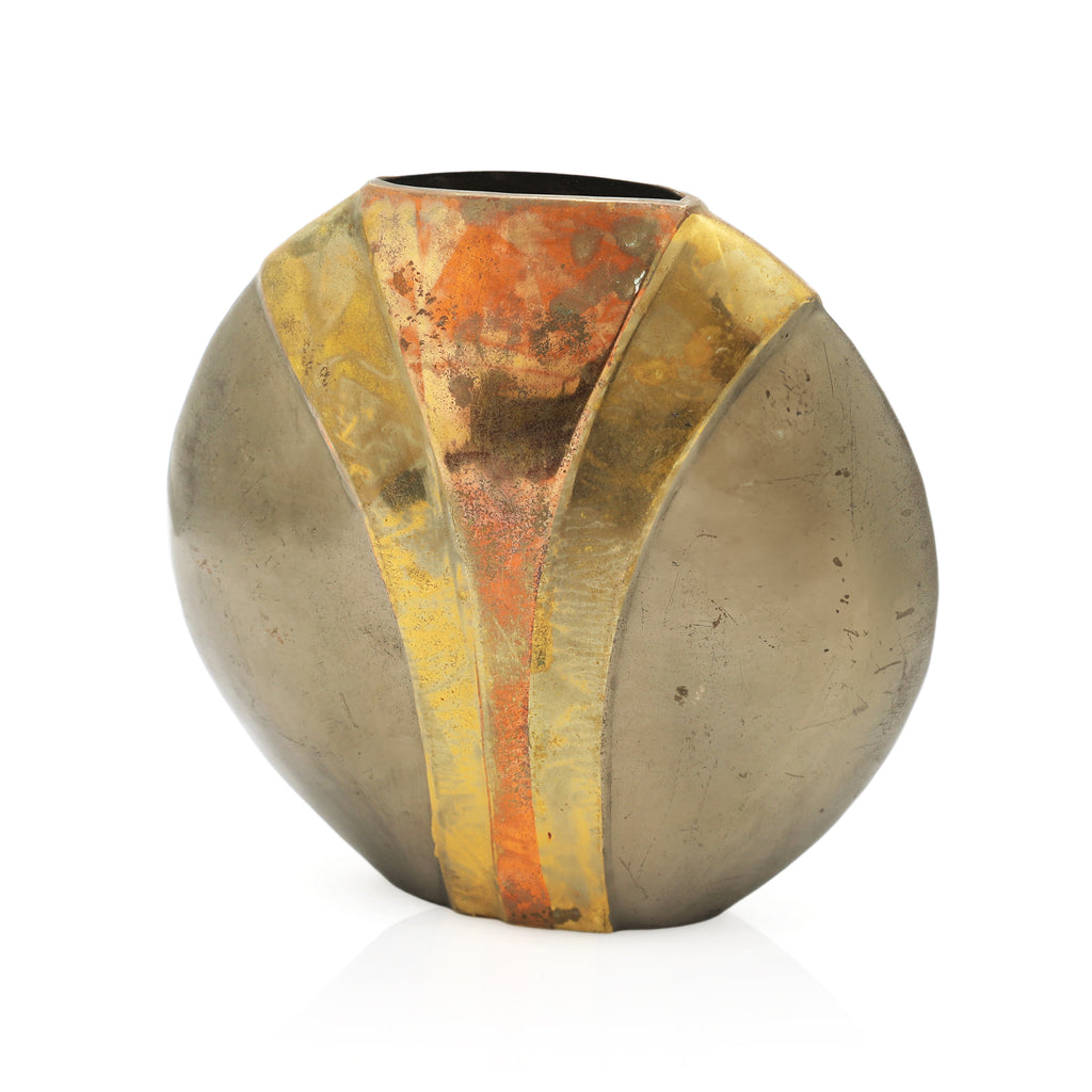 Bronze Metal Deco 80's Vase
