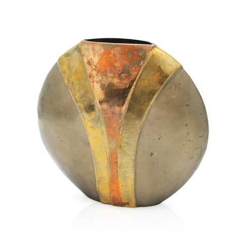 Bronze Metal Deco 80's Vase