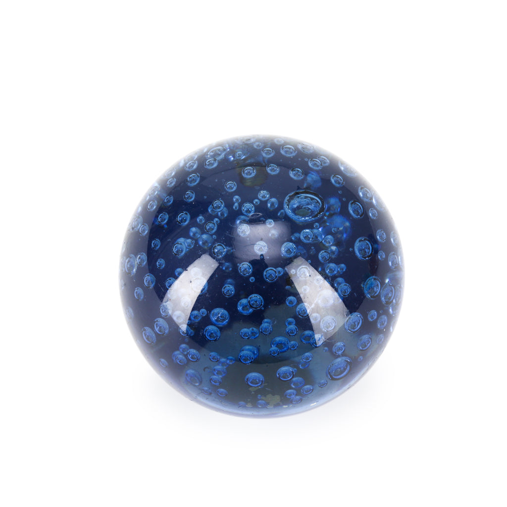 Blue Glass Paperweight Sphere (A+D)