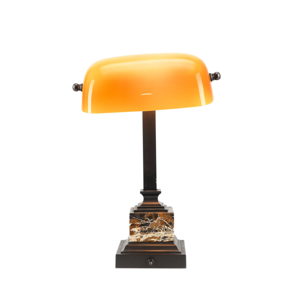 Orange Glass & Marble Desk Lamp
