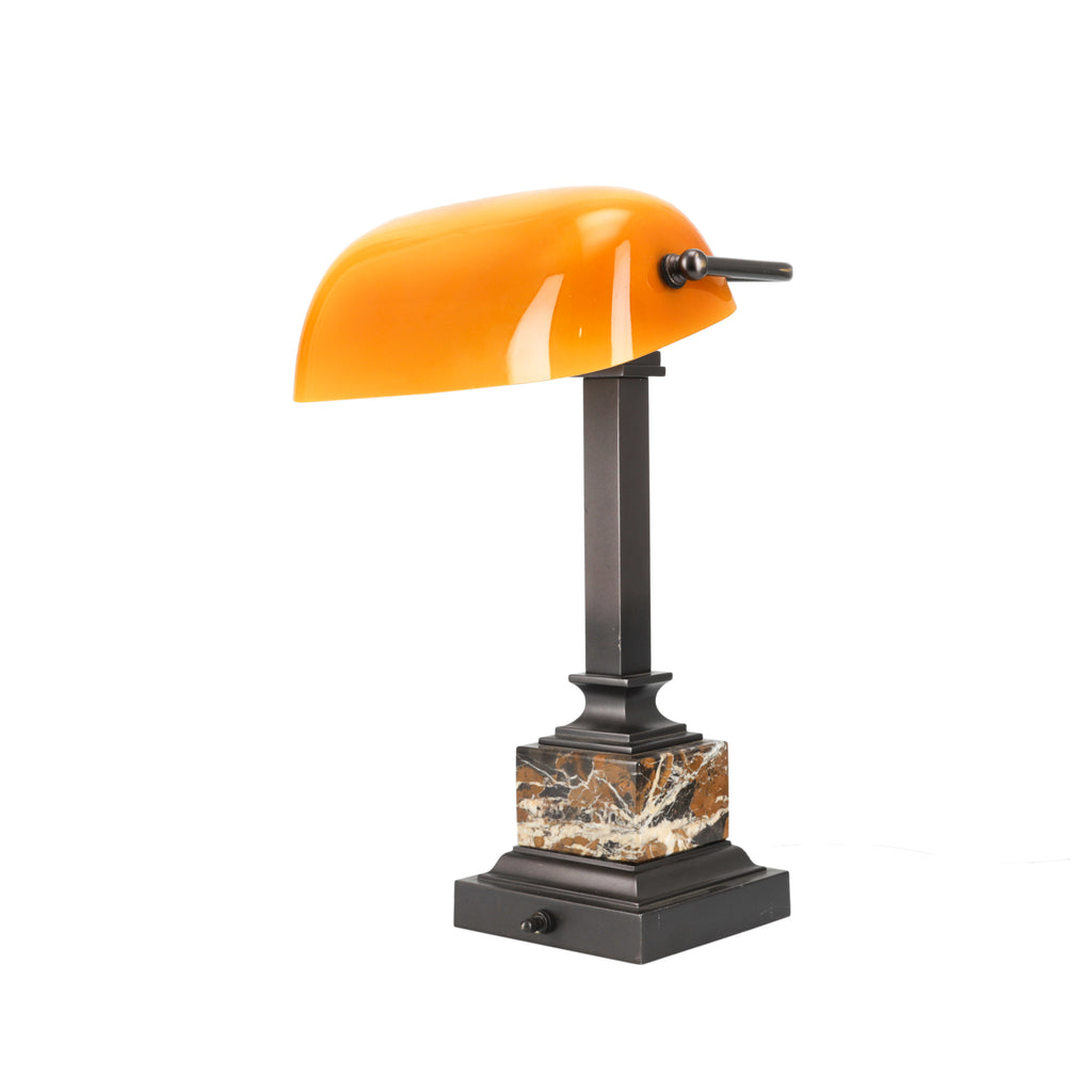 Orange Glass & Marble Desk Lamp
