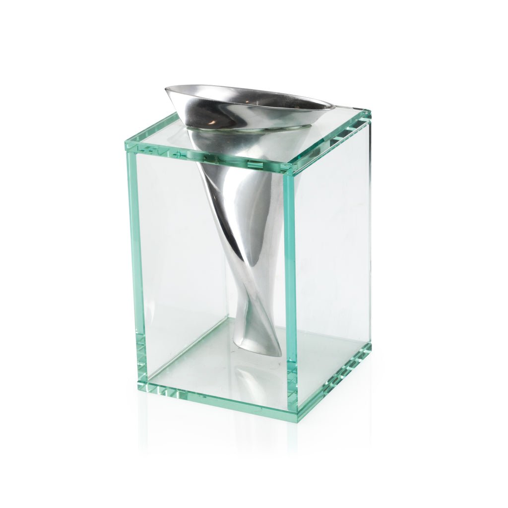 Glass + Twisted Chrome Vase (A+D)