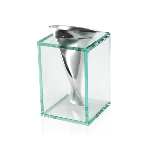 Glass + Twisted Chrome Vase (A+D)