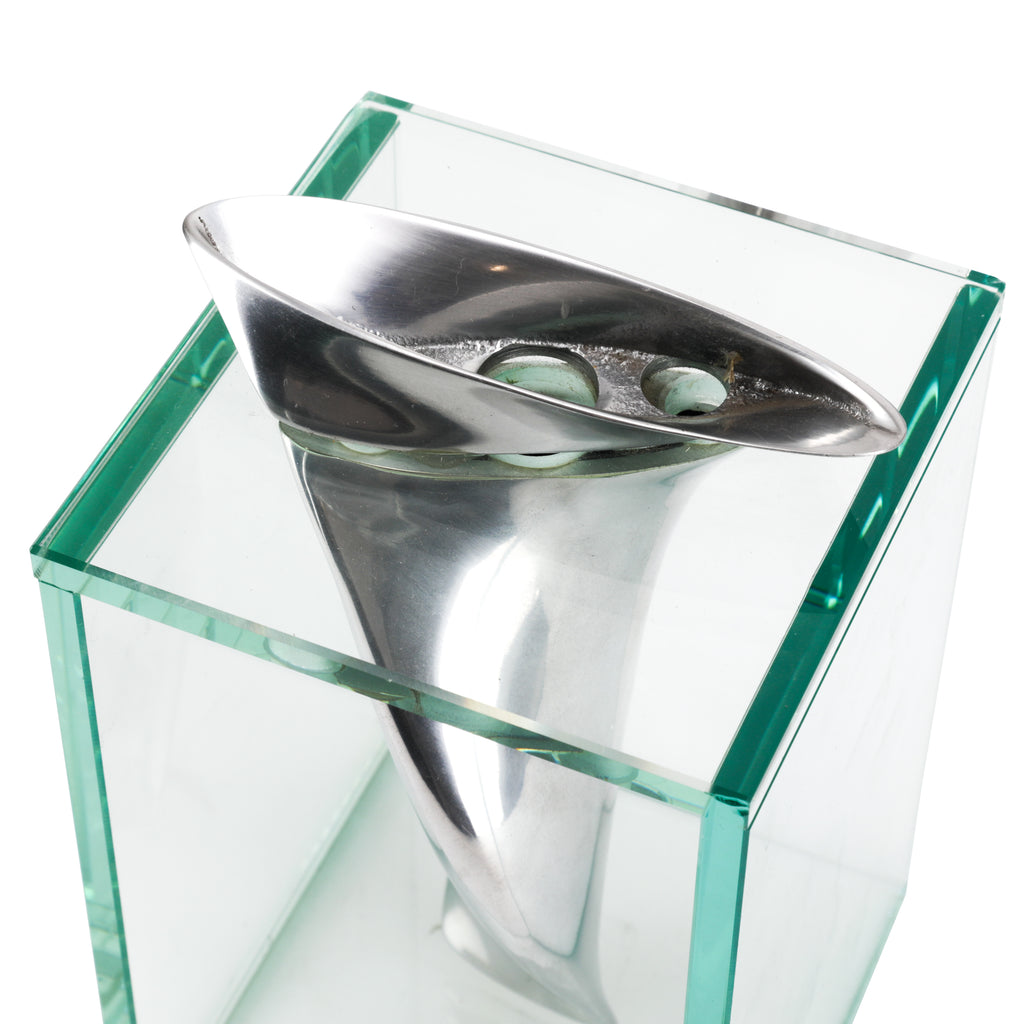 Glass + Twisted Chrome Vase (A+D)