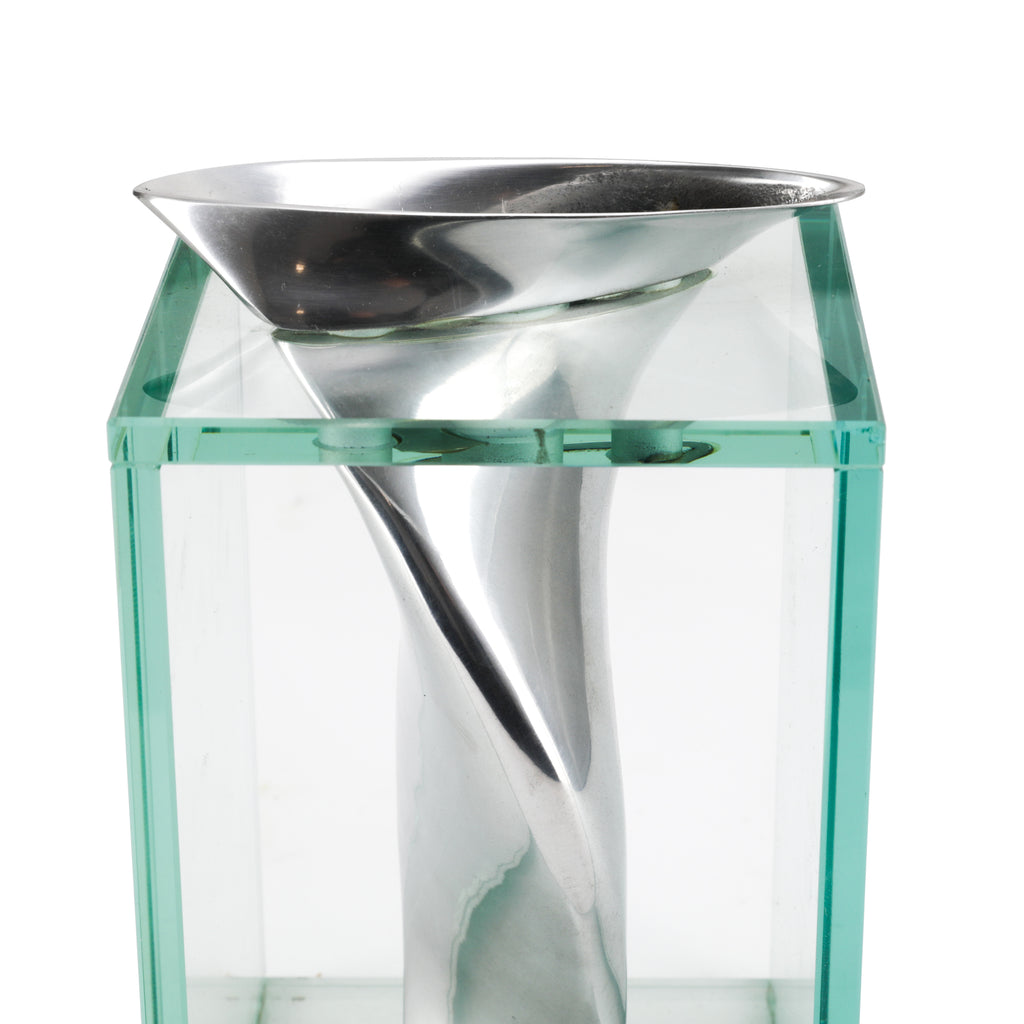 Glass + Twisted Chrome Vase (A+D)