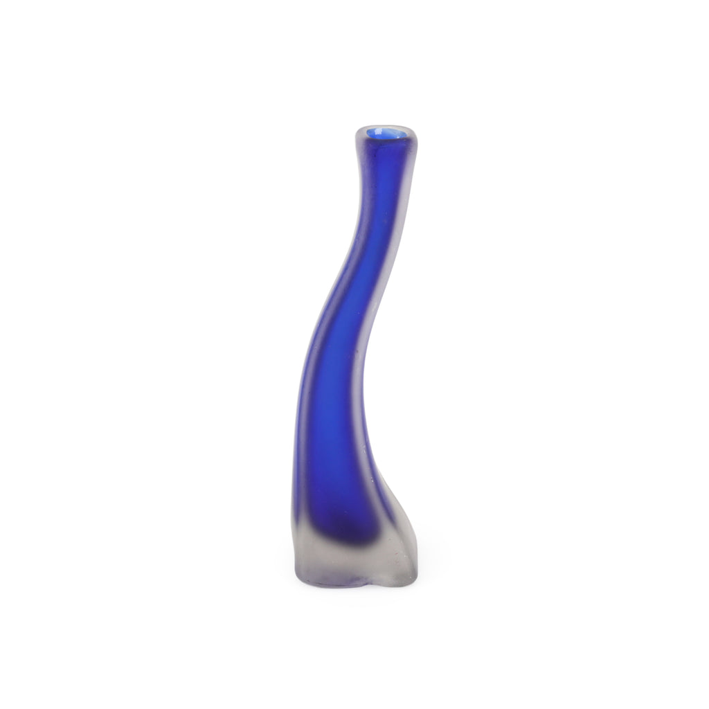 Wavey Frosted Blue Glass Vase (A+D)