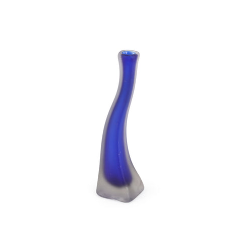 Wavey Frosted Blue Glass Vase (A+D)