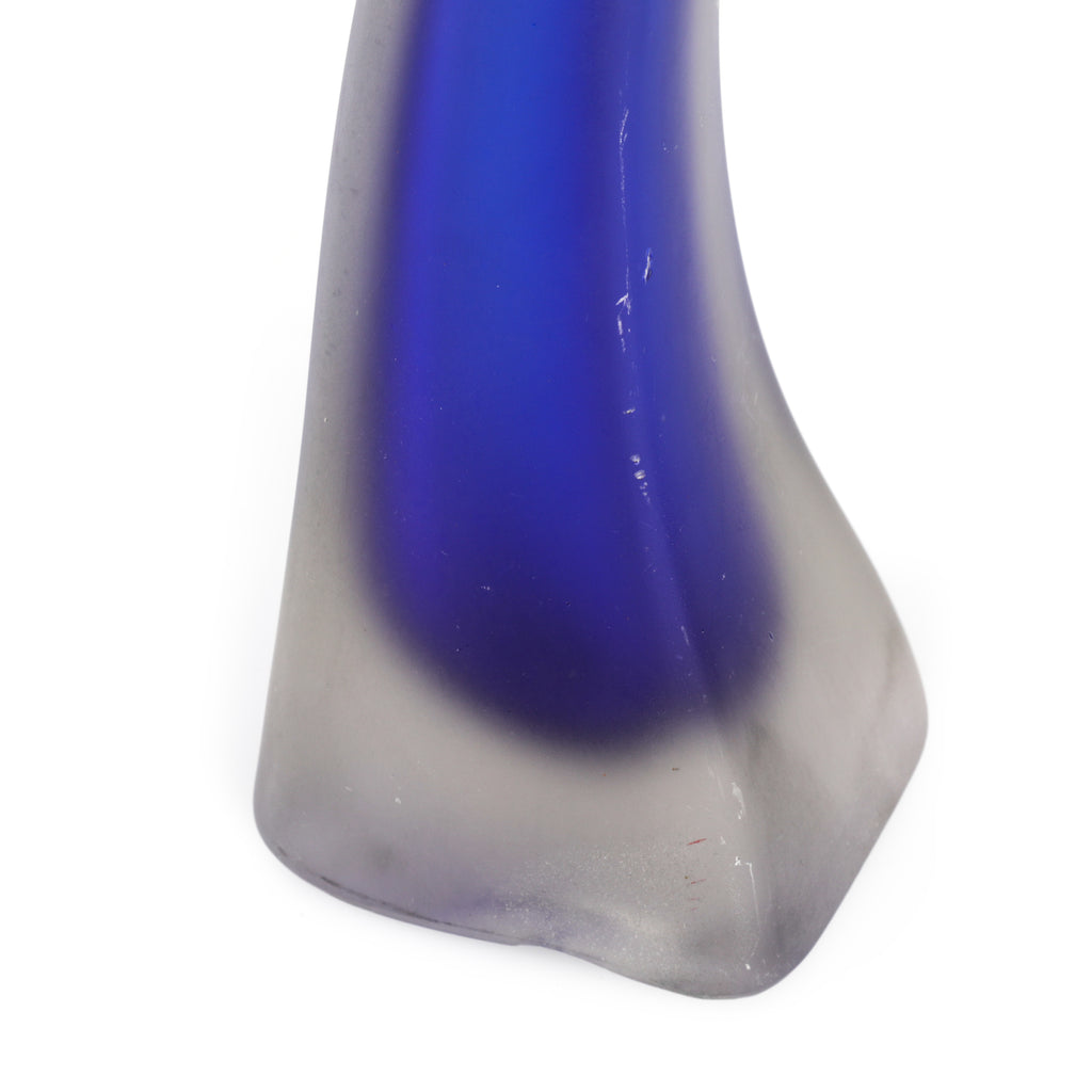 Wavey Frosted Blue Glass Vase (A+D)