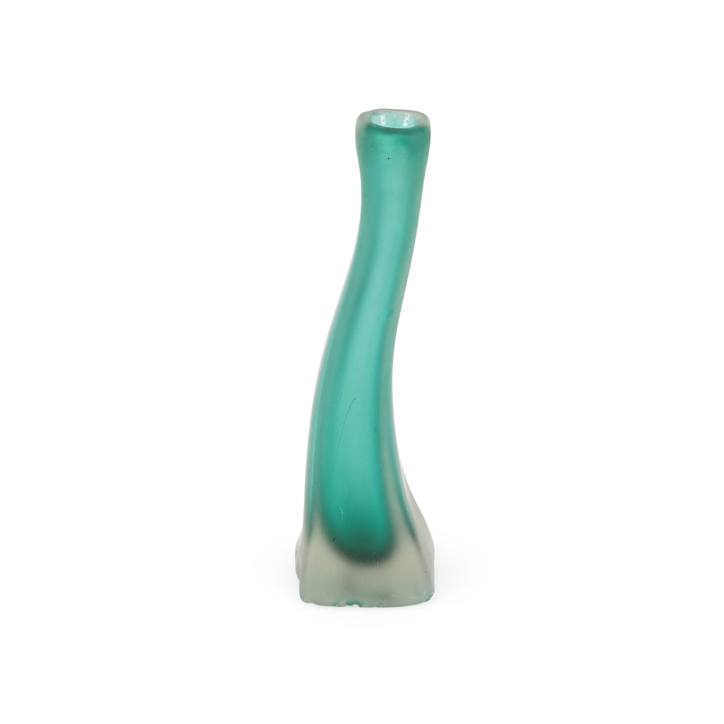 Wavey Frosted Green Glass Vase (A+D)