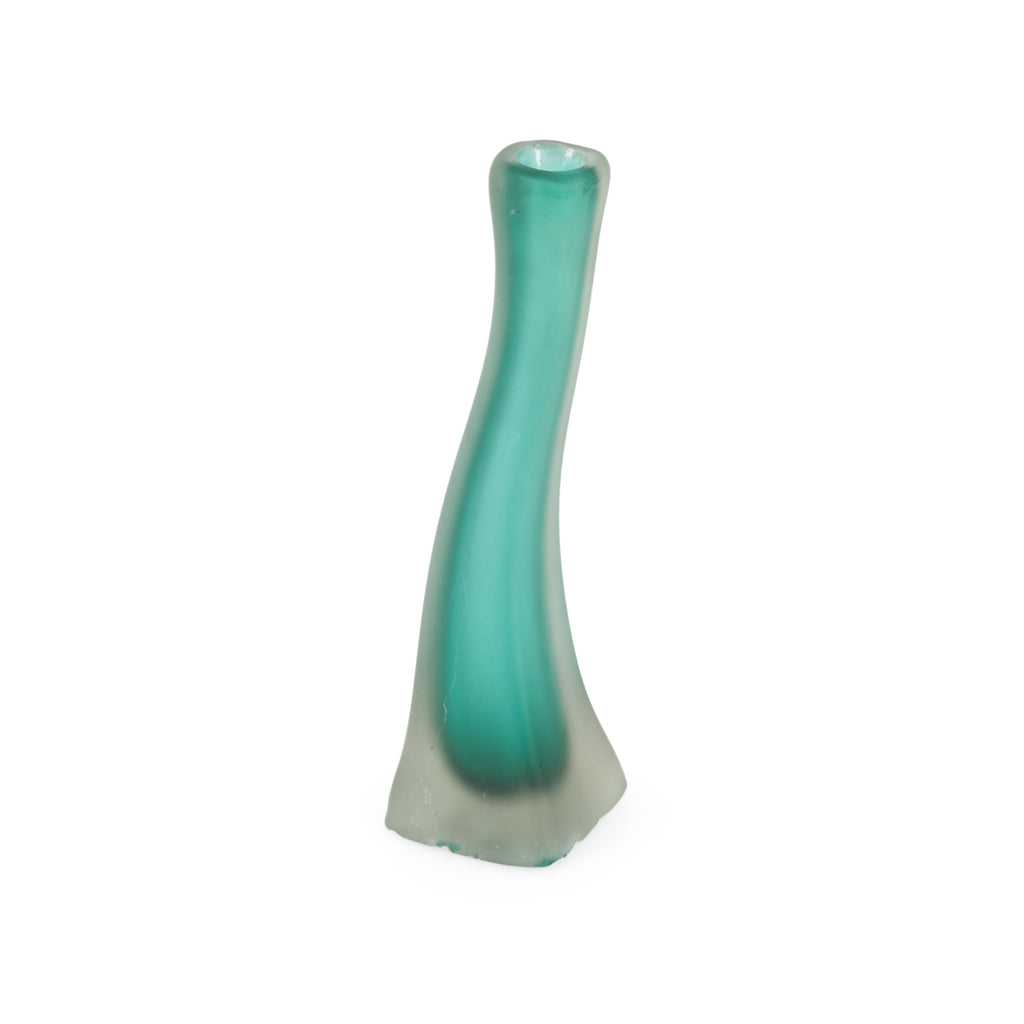 Wavey Frosted Green Glass Vase (A+D)
