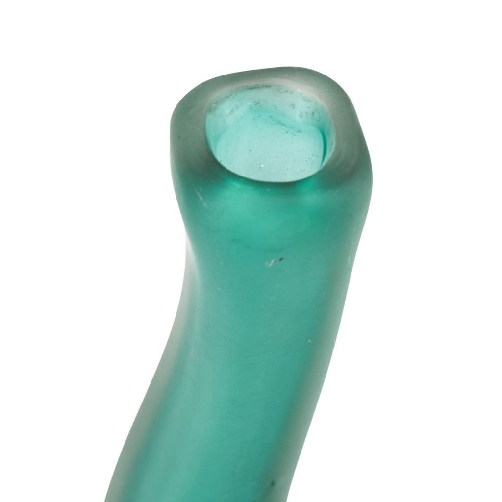 Wavey Frosted Green Glass Vase (A+D)