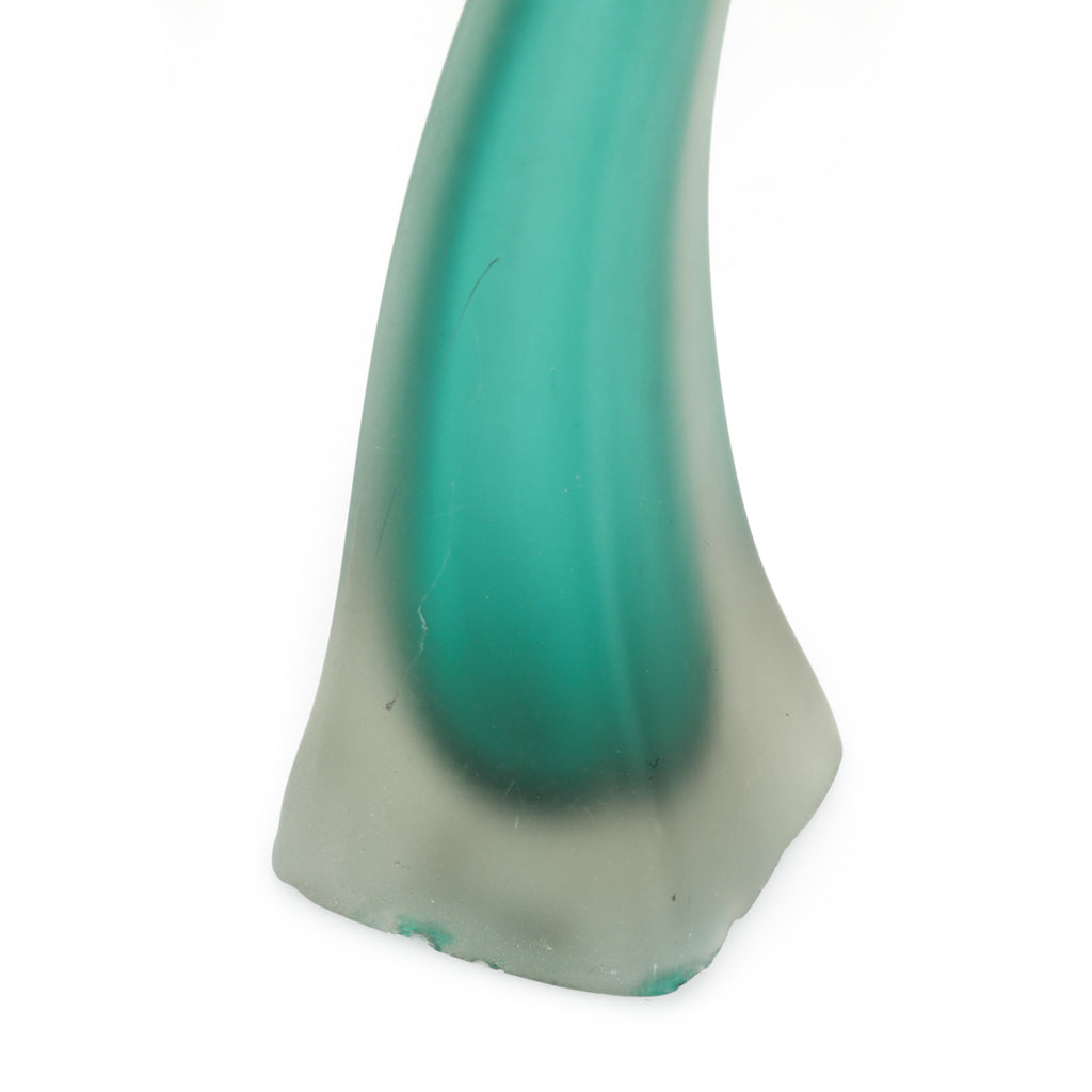 Wavey Frosted Green Glass Vase (A+D)