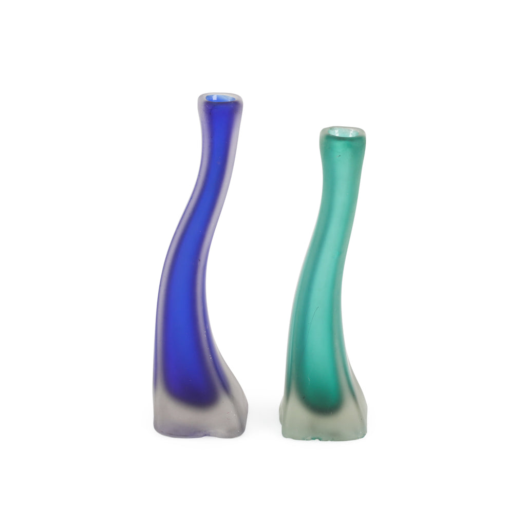 Wavey Frosted Blue Glass Vase (A+D)