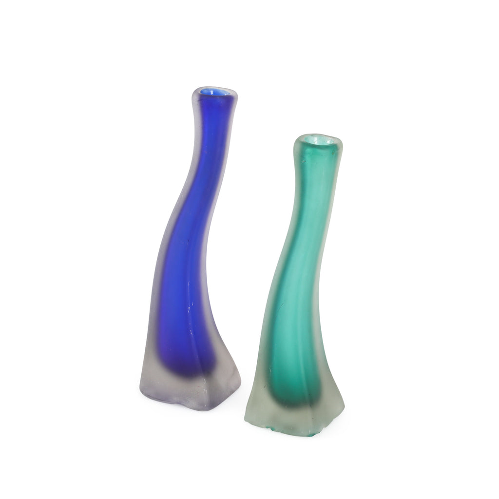 Wavey Frosted Blue Glass Vase (A+D)