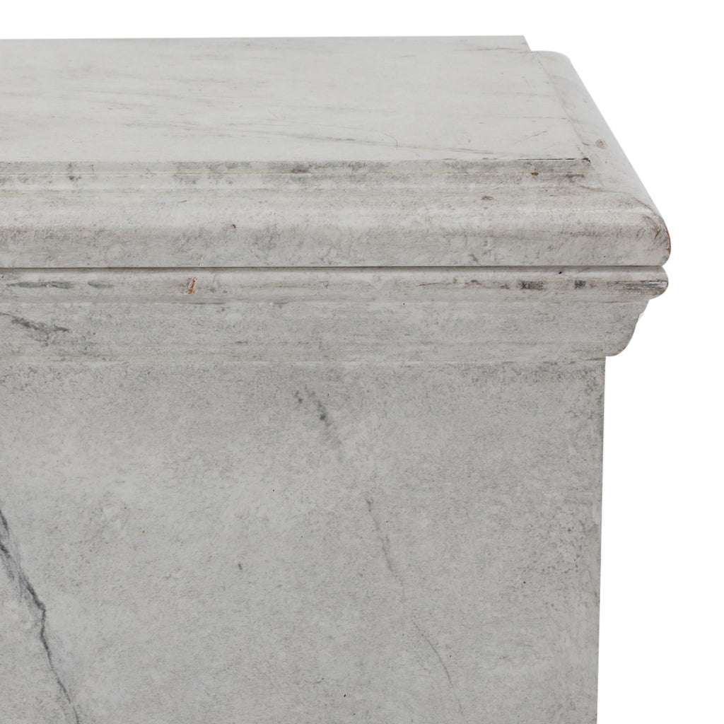 Faux White Marble Pedestal w/ Black Base