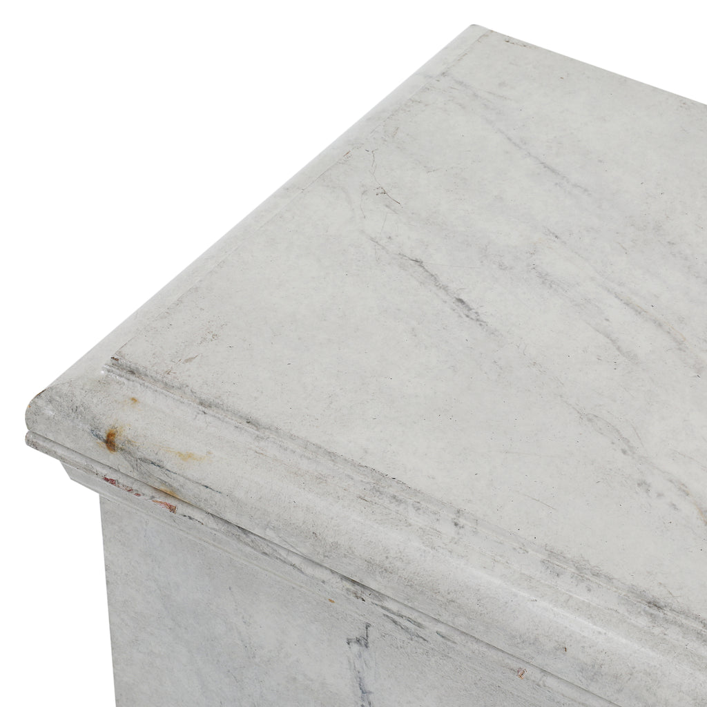 Faux White Marble Pedestal w/ Black Base