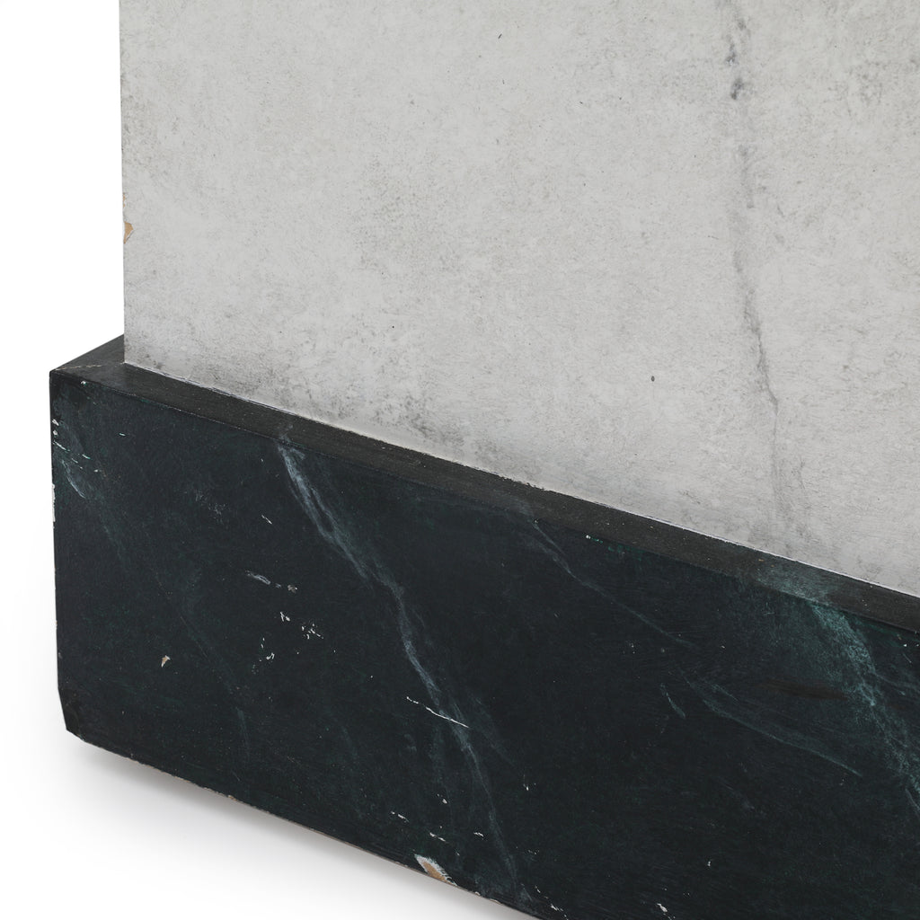 Faux White Marble Pedestal w/ Black Base