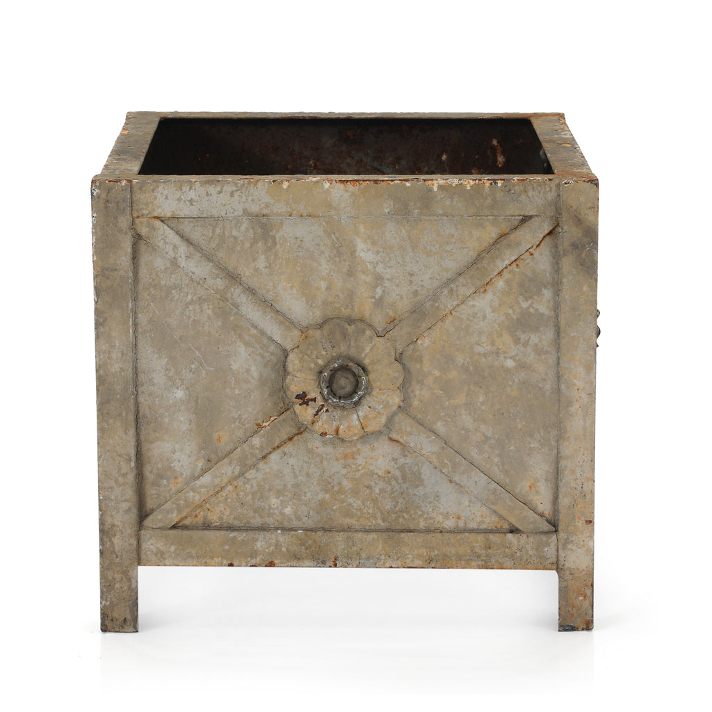 Tan Rustic Metal Square Planter