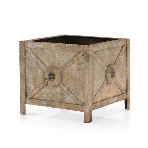 Tan Rustic Metal Square Planter
