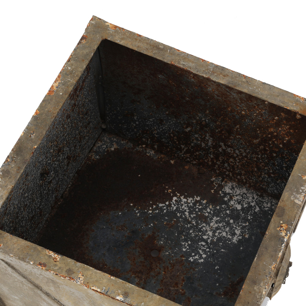 Tan Rustic Metal Square Planter