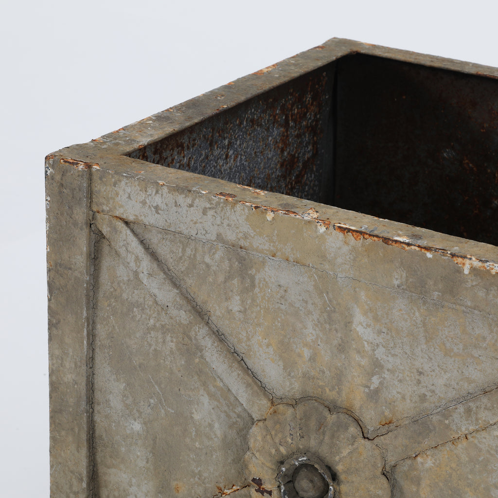 Tan Rustic Metal Square Planter
