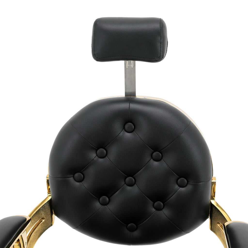 Black Leather & Gold Barber Chair