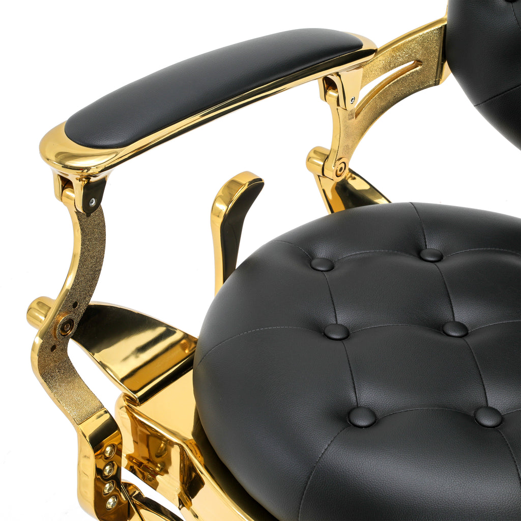 Black Leather & Gold Barber Chair