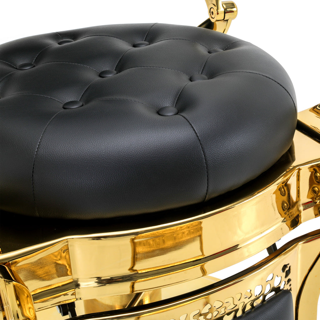 Black Leather & Gold Barber Chair