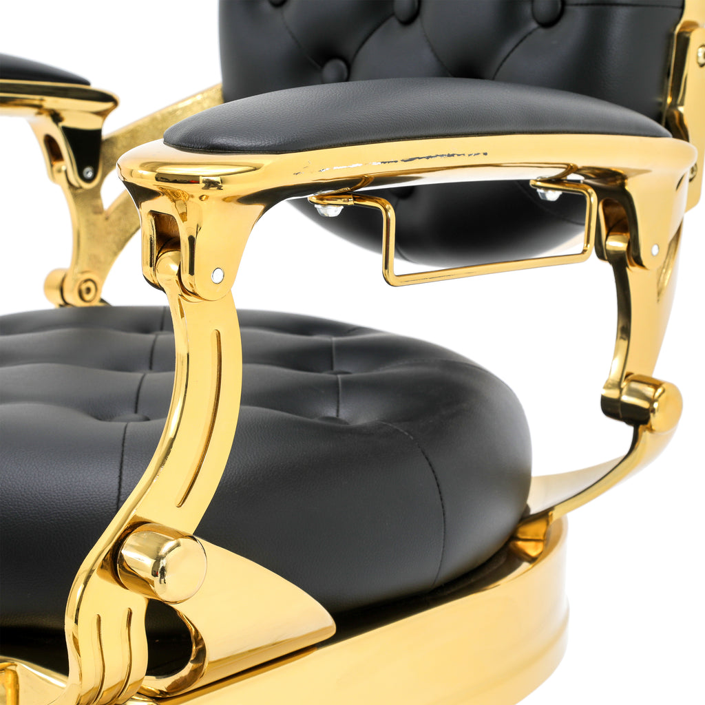 Black Leather & Gold Barber Chair