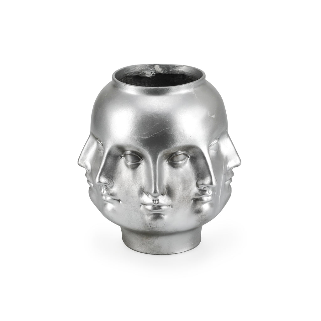 Silver Faces Vase