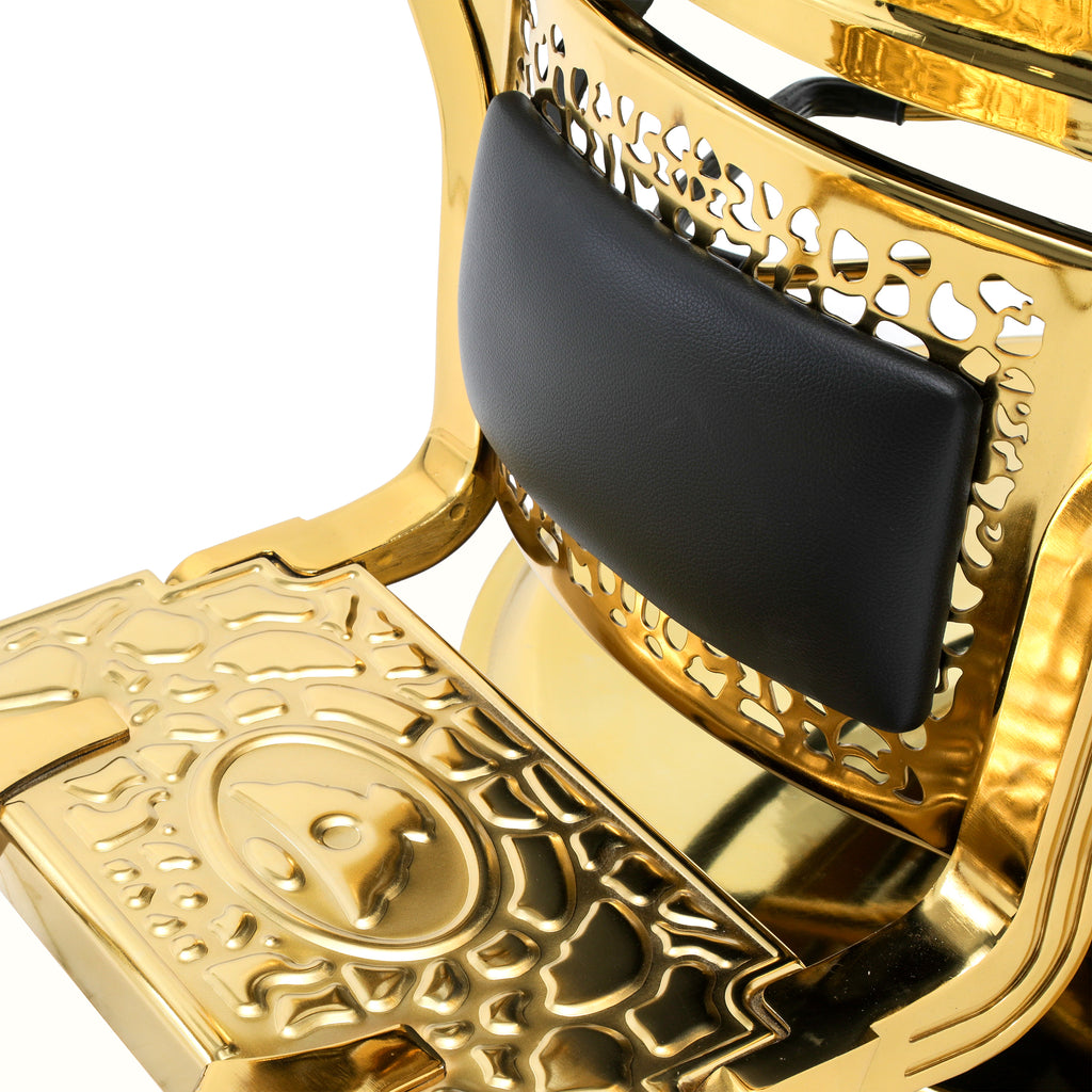 Black Leather & Gold Barber Chair