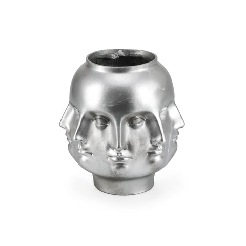 Silver Faces Vase