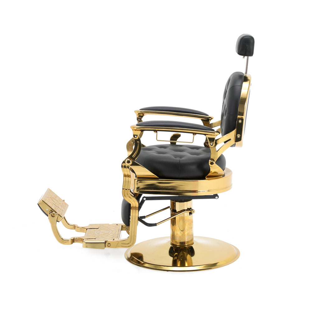 Black Leather & Gold Barber Chair