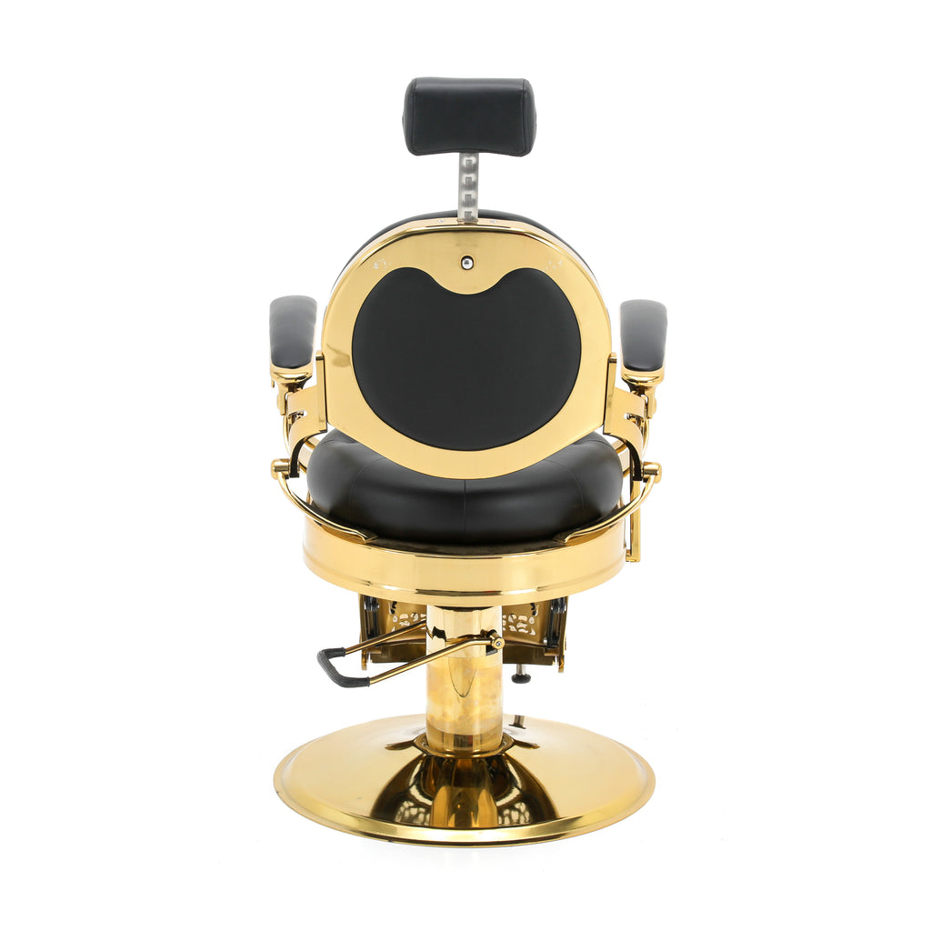 Black Leather & Gold Barber Chair