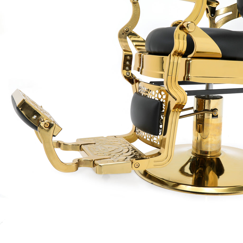 Black Leather & Gold Barber Chair
