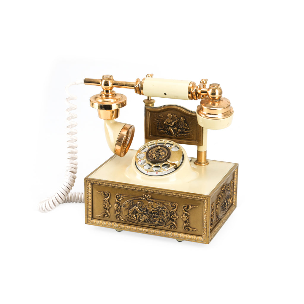 Gold & White Rococo Rotary Phone