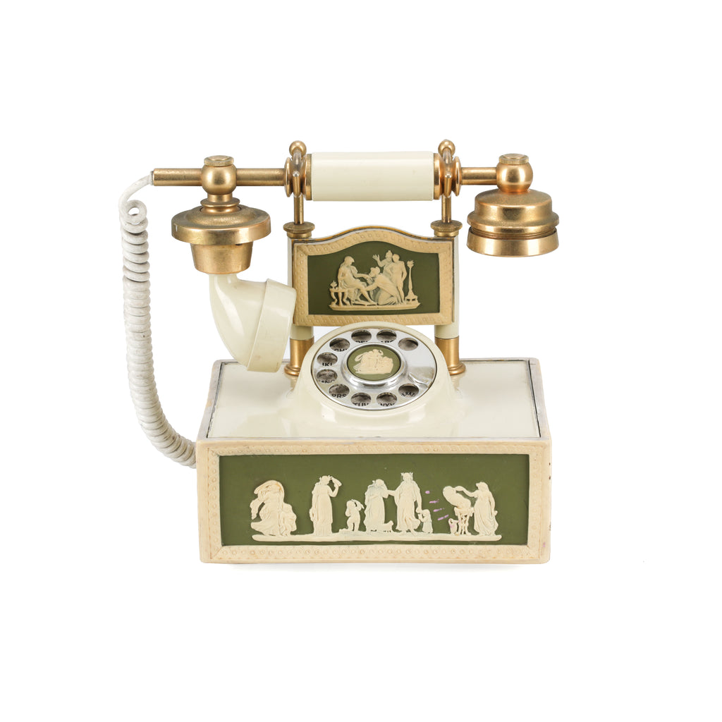 White, Gold & Green Rotary Phone