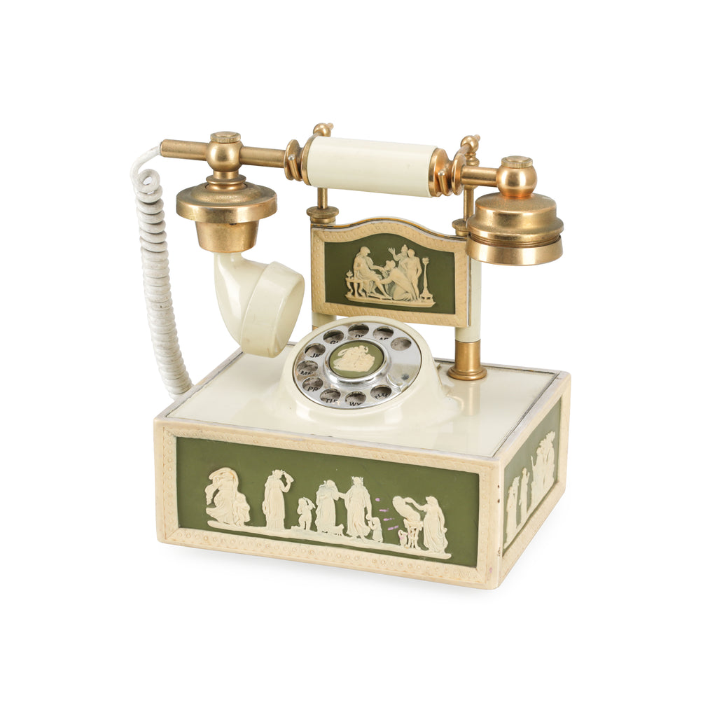 White, Gold & Green Rotary Phone