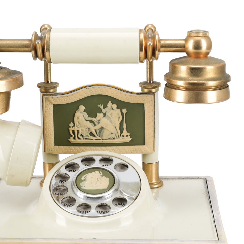 White, Gold & Green Rotary Phone