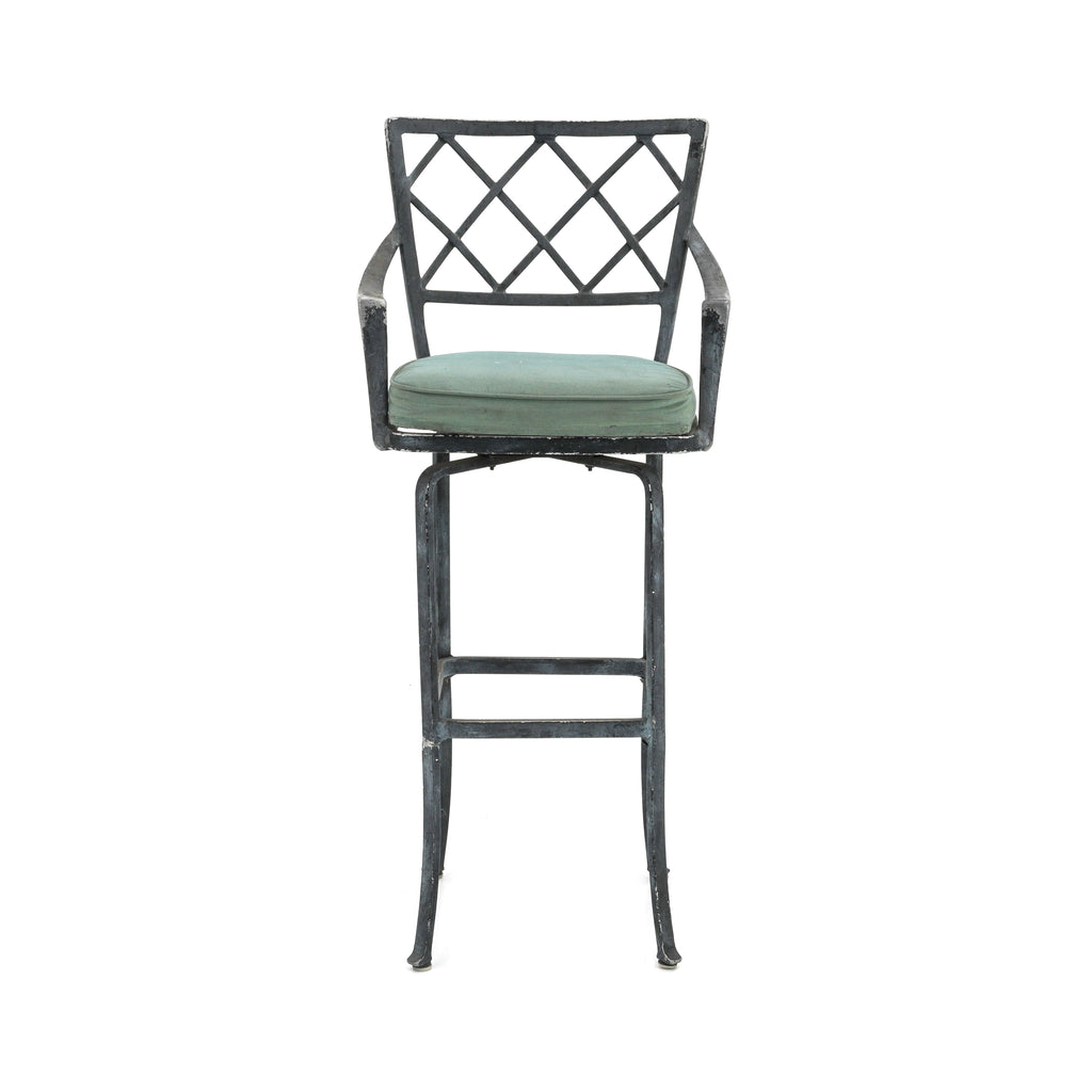 Rustic Black Playboy Mansion Iron Patio Stool