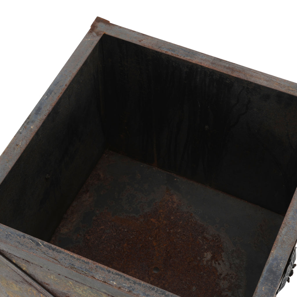 Grey Rustic Metal Square Planter