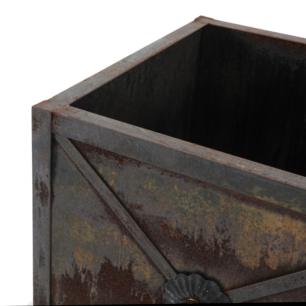 Grey Rustic Metal Square Planter