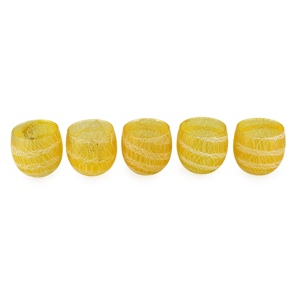 Yellow / White Drizzle Vintage Glassware