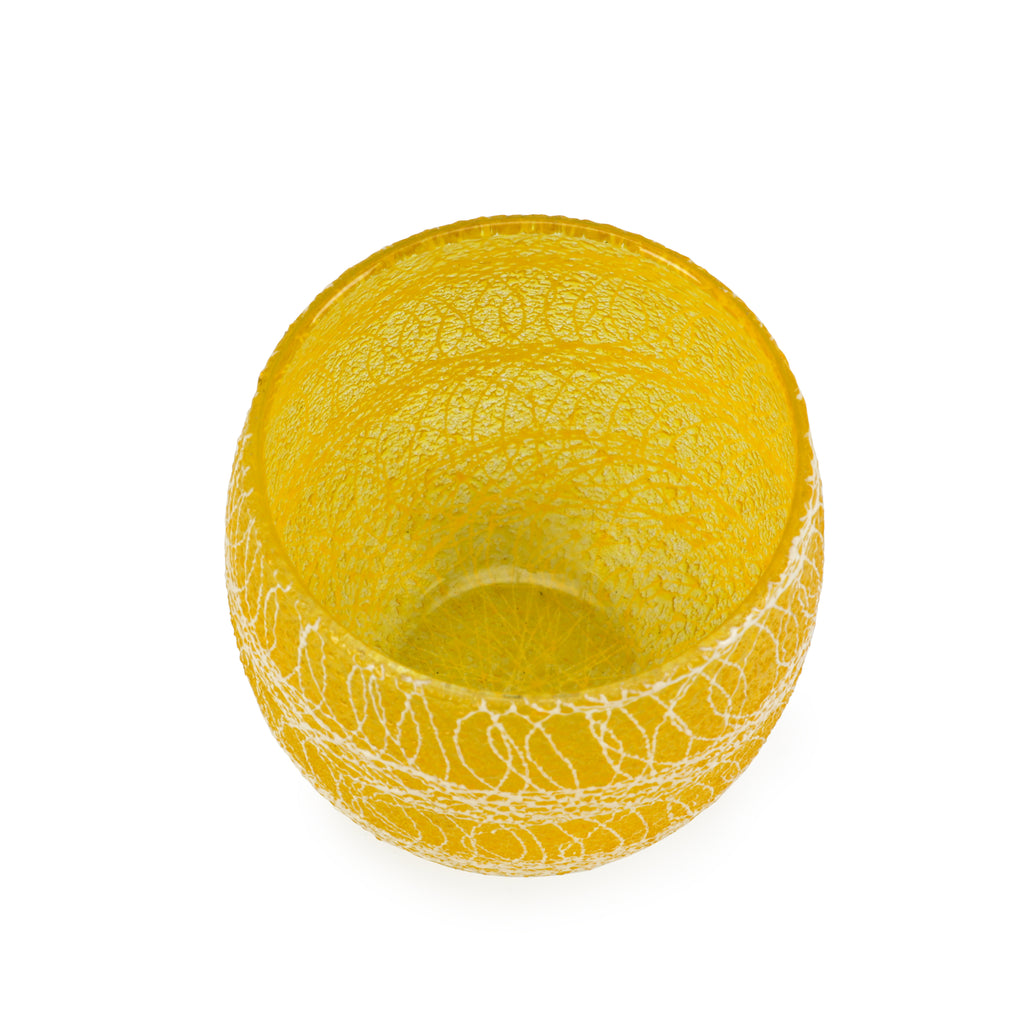 Yellow / White Drizzle Vintage Glassware