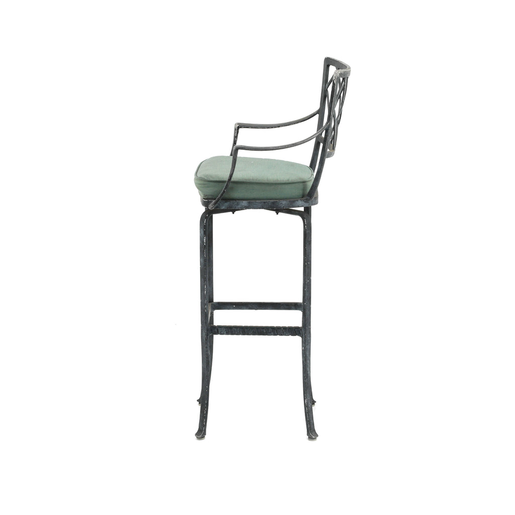 Rustic Black Playboy Mansion Iron Patio Stool