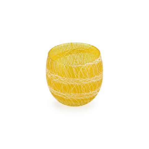 Yellow / White Drizzle Vintage Glassware