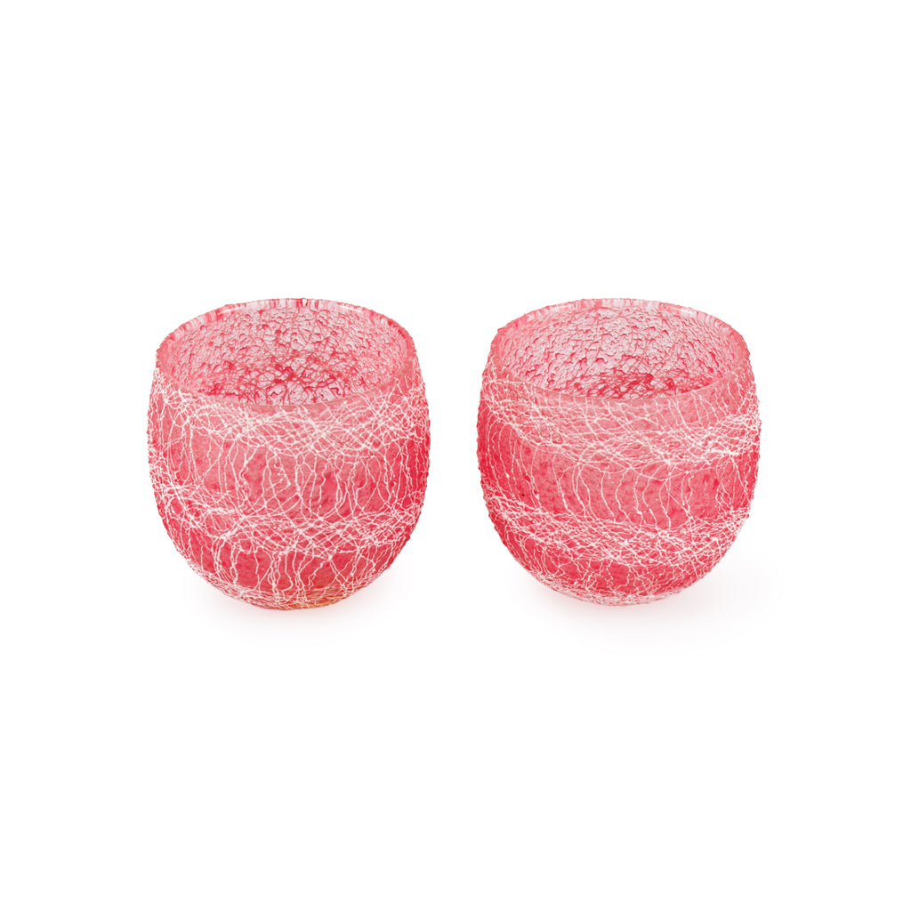 Hot Pink / White Drizzle Vintage Glassware