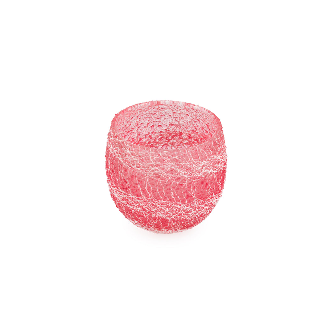 Hot Pink / White Drizzle Vintage Glassware