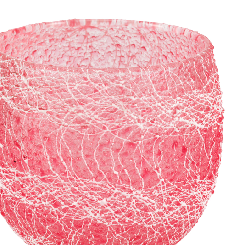Hot Pink / White Drizzle Vintage Glassware