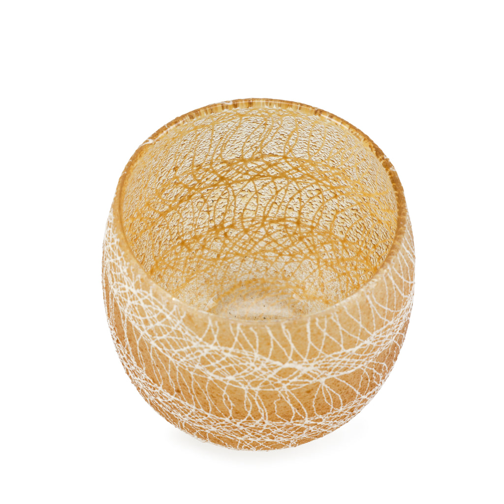 Amber / White Drizzle Vintage Glassware